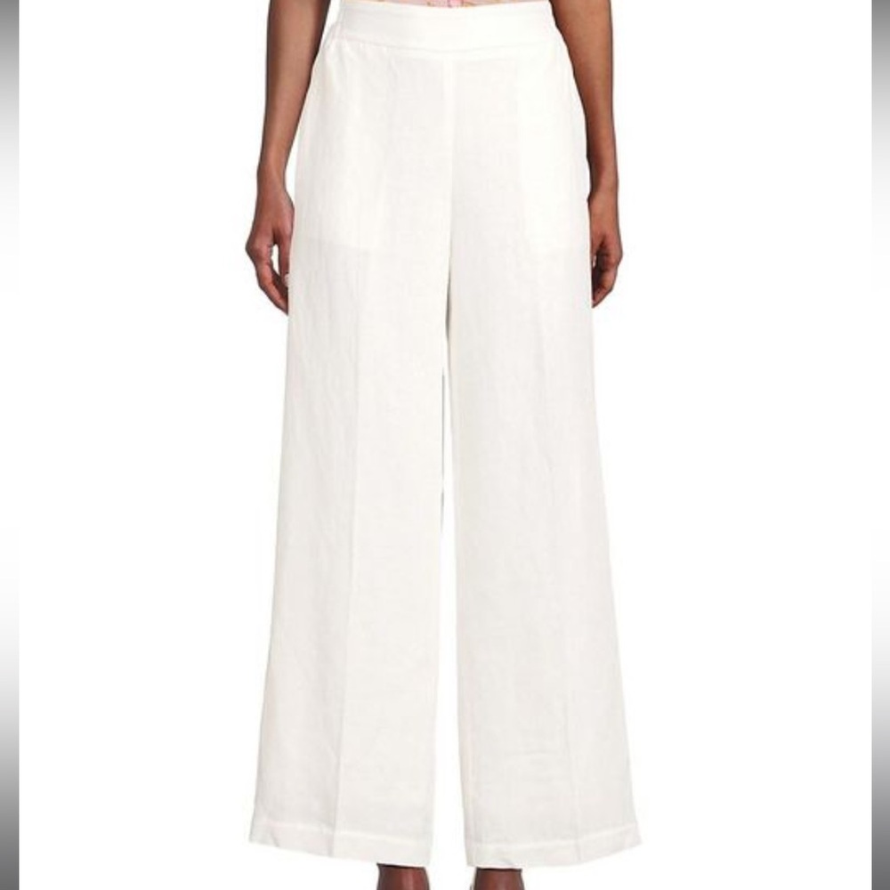 Tahari White Linen Wide Leg Pants!! NEW